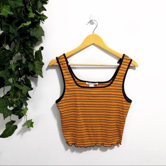 Tops - Orange Striped Crop Top
